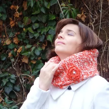 Nákrčník S broží - z ručně předeného merina a směsové příze (nákrčník)