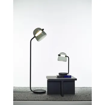 Stojací lampa Stojací lampa Brokis Mona medium PC980, 5000K Kabel: Textilní černý, Povrch Montury: Černý matný komaxit, Barva skla: Opalín