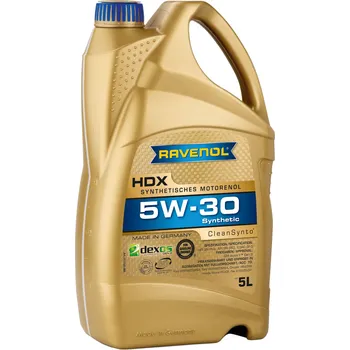 Motorový olej RAVENOL HDX 5W-30 CleanSynto® 5L (Syntetický motorový olej Ravenol HDX 5W-30)