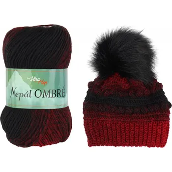 Nepál ombre - 7405 - černočervená