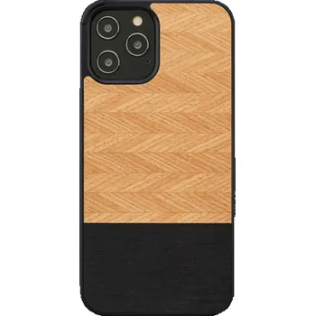 Pouzdro na mobilní telefon Pouzdro MAN&WOOD pro iPhone 12 Pro Max rybí kost nero černé