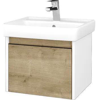 Koupelnový nábytek Dřevojas Umyvadlová skříňka BONO SZZ 55 (umyvadlo Q) - N01 Bílá lesk / Úchytka T33 - černá mat / D09 Arlington