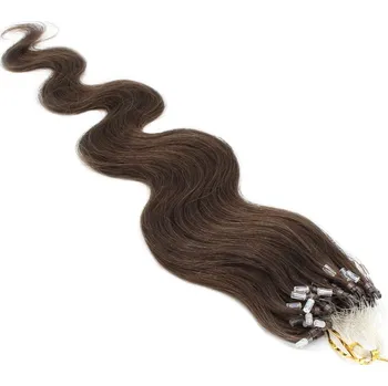 Příčesek 60cm vlasy pro metodu Micro Ring / Easy Loop 0,5g/pr. vlnité – tmavě hnědá