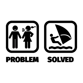 Samolepící dekorace SAMOLEPKA Problem? Solved 009 plachtění (01 - černá) NA AUTO, NÁLEPKA, FÓLIE, POLEP, TUNING, VLASTNÍ TEXT, TISK, AUTOSAMOLEPKY.cz, POLEPY, OBRÁZEK, LOGO, SAMOLEPKY