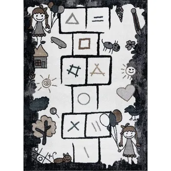 Koberec Dětský kusový koberec Fun Hop black, 80x150, černobílá, dětský pokoj, Dywany Łuszczów - 1 rok na vrácení + DOPRAVA ZDARMA k Vám i zpět
