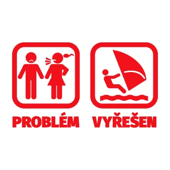 Samolepící dekorace SAMOLEPKA Problém? Vyřešen 009 plachtění (10 - červená) NA AUTO, NÁLEPKA, FÓLIE, POLEP, TUNING, VLASTNÍ TEXT, TISK, AUTOSAMOLEPKY.cz, POLEPY, OBRÁZEK, LOGO, SAMOLEPKY