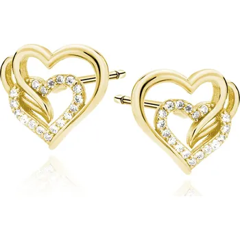 Náušnice Olivie Stříbrné náušnice SPOJENÁ SRDCE 7304 Ag 925; ≤1,3 g.