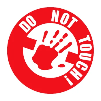 Polep vozidla SAMOLEPKA Do not touch! Nápis (10 - červená) NA AUTO, NÁLEPKA, FÓLIE, POLEP, TUNING, VLASTNÍ TEXT, TISK, AUTOSAMOLEPKY.cz, POLEPY, OBRÁZEK, LOGO, SAMOLEPKY