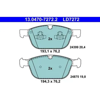 Brzdová destička Sada brzdových destiček, kotoučová brzda ATE 13.0470-7272.2