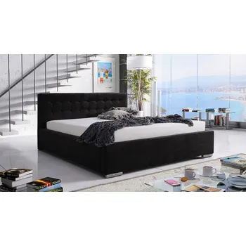 Postel Eka Čalouněná postel Anastasia 90x200 cm Barva látky Trinity: (2316) Černá, Úložný prostor: Bez úložného prostoru