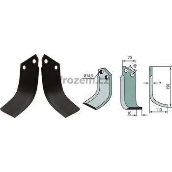 Fréza Frézovací nůž levý pro Muratori, 12001400, 46/14,5/190 mm