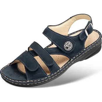 Dámská zdravotní obuv Dámské sandály s pásky na suchý zip, nubuková useň, modrá, velikost: 41