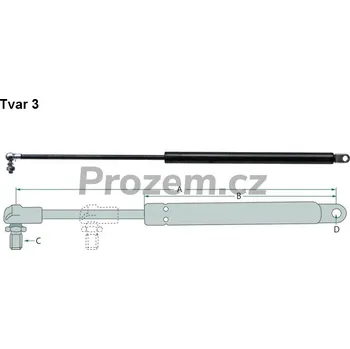 Karosérie Plynová vzpěra 255/130 mm, 200 N, na střešní okno pro John Deere, AL28649, AL25968