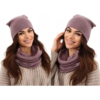 Čepice Fashionweek Dámská Souprava teplý pohodlný dámský set dámská čepice a šála cashmere touch Z-K6 Barva: Fialový, Velikost: Universal