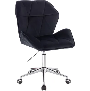 Otočné křeslo velur Horten XL na stříbrné podstavě s kolečky - černé