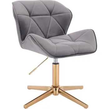 Kosmetická židlička velur Horten na zlatém kříži - tmavě šedé