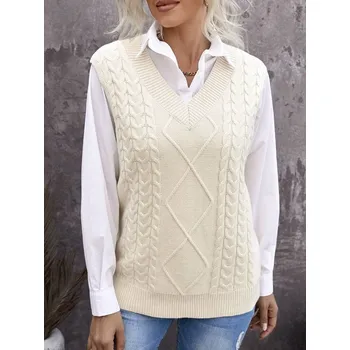 Dámská vesta Dámská pletená vesta Oema béžová XXL