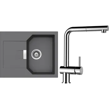 Granitový dřez Set Schock S15-11 (dřez Manhattan D-100XS Croma + baterie Epos.120 Chrom)