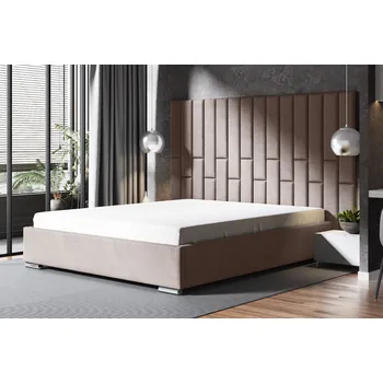 Postel Eka Čalouněná postel LANA 140 x 200 cm Barva látky Trinity: (2305) Tmavá béžová, Úložný prostor: S dřevěným rámem úložného prostoru