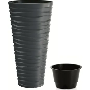 Květináč Prosperplast Květináč SAND SLIM s vkladem 39 cm - barva: antracit