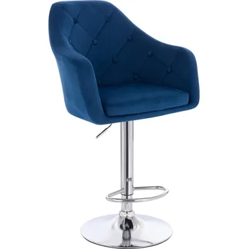 Barová židle Barová židle velur Hamar na stříbrném talíři - modré