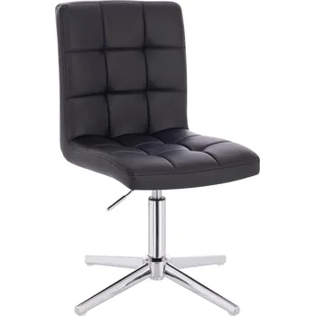 Otočné křeslo ekokůže Vestland na stříbrném kříži - černé