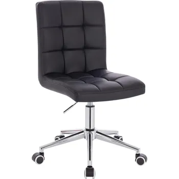 Otočné křeslo ekokůže Vestland na stříbrné podstavě s kolečky - černé