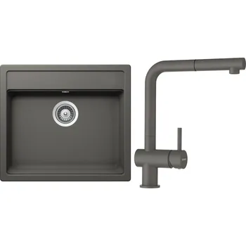 Granitový dřez Set Schock S10-2 (dřez Mono N-100 Silverstone + baterie Epos.120 Silverstone)