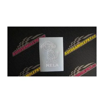 Autodoplněk Samolepka na auto Dítě v autě 014 levá holčička ďáblice (19 - modrá dynamic) NÁLEPKA, FÓLIE, POLEPY, TUNING, VLASTNÍ TEXT, TISK, AUTOSAMOLEPKY.cz, SAMOLEPKY, OBRÁZEK, LOGO, VÝROBA, PRODEJ