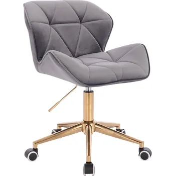 Kosmetická židlička velur Horten na zlaté podstavě s kolečky - tmavě šedé