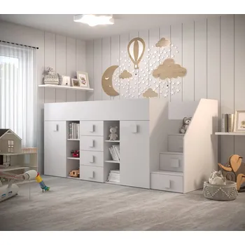 Obývací stěna Dětský pokoj Toledo 3A Barva korpusu: Bílá, Dveře: Bílá, Strana: Pravá