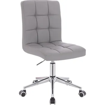 Kosmetické křeslo ekokůže Vestland na stříbrné podstavě s kolečky - šedé