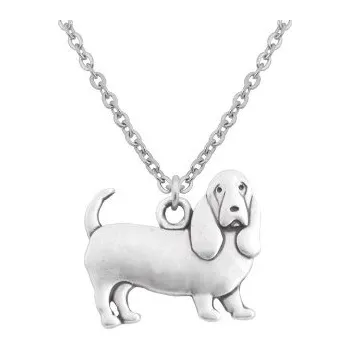 Náhrdelník Baset/Bloodhound - náhrdelník s přívěskem - matná stříbrná 1ks ŠP/FEI