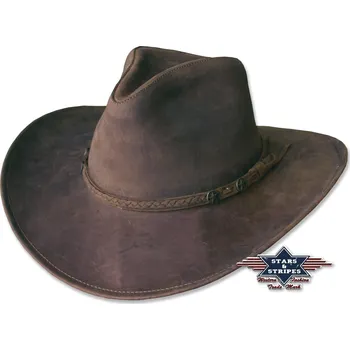 Klobouk Stars & Stripes Kožený westernový klobouk "BANDERA" Velikost: L