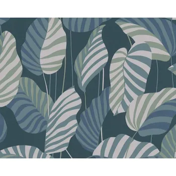 Tapeta Vliesová tapeta zelené, modré palmové listy 390944 / Tapety na zeď 39094-4 Antigua (0,53 x 10,05 m) A.S.Création