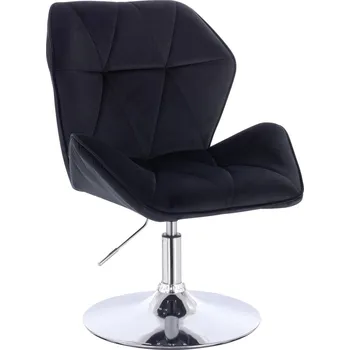 Křeslo Otočné křeslo velur Horten XL na stříbrném talíři - černé