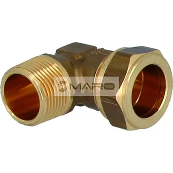 Instalatérský materiál General Fittings Šroubení svěrné mosazné, rohové s vnějším závitem pro Cu trubky pro vodu, topení, plyn 1/2" x 12 mm, 1N0021H041200A