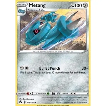 Karetní hra Pokémon SIT 118/195 Metang - Silver Tempest Stav: Near Mint, Verze: REVERSE HOLO