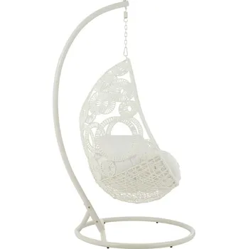 Bílé závěsné ratanové křeslo Bule White - 113*103*197 cm