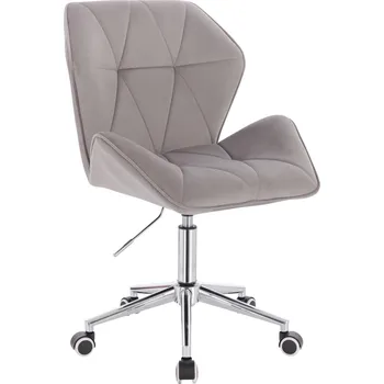 Otočné křeslo velur Horten XL na stříbrné podstavě s kolečky - šedé