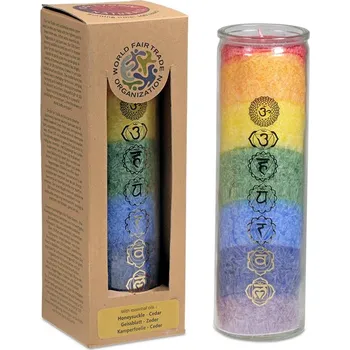Svíčka Yogi & Yogini Naturals Vonná svíčka ve skle 7 čaker 21 cm zimolez a cedr