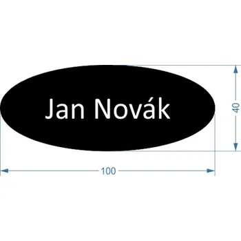 Štítek 100 x 40 ovál černý / bílý text