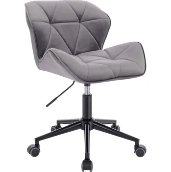 Kosmetická židlička velur Horten na černé podstavě s kolečky - tmavě šedé