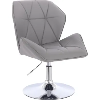 Kadeřnické křeslo ekokůže Horten XL na stříbrném talíři - šedé