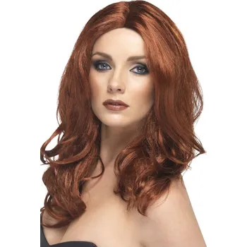 Smiffys Superstar paruka, kaštanová