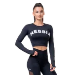 Nebbia SPORTY HERO crop top s dlouhým rukávem 585 černý - S