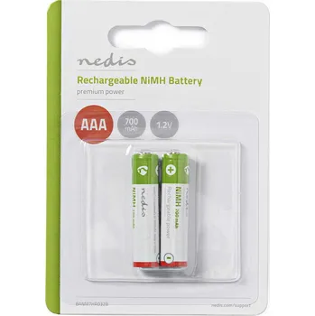 Článková baterie Nedis nabíjecí baterie NiMH AAA 1.2V 700mAh - 2ks, BANM7HR032B