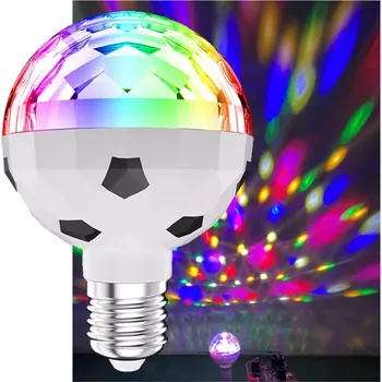 Žárovka LED RGB disco koule projektor otočná žárovka E27