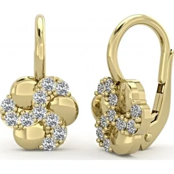 Šperk Couple, Zajímavé dívčí náušnice Itta, žluté zlato se zirkony, 585-66-3-0280.0Z00.0.00.001.07
