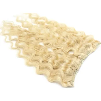 Příčesek Clip pás 60cm vlnitý - nejsvětlejší blond